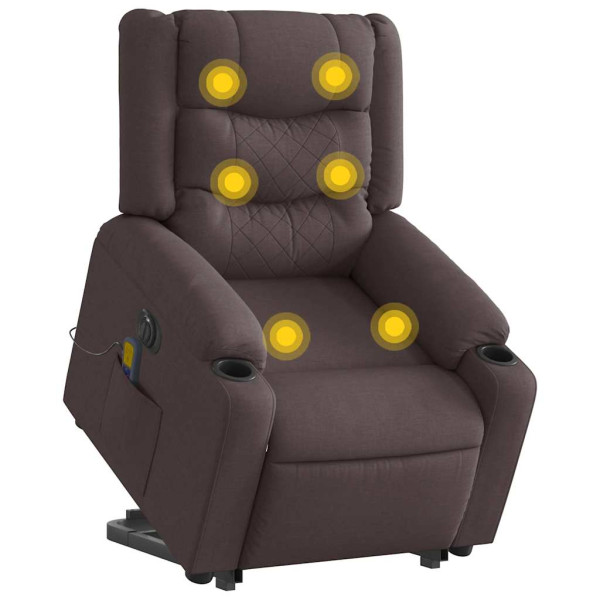 Sillón masaje eléctrico reclinable elevable tela marrón oscuro D