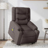Sillón masaje eléctrico reclinable elevable tela marrón oscuro 3