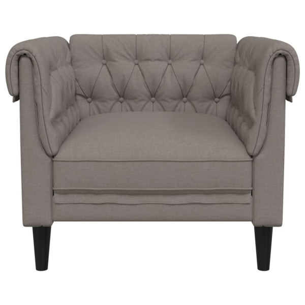 Sillón Chesterfield de tela gris taupé M 4