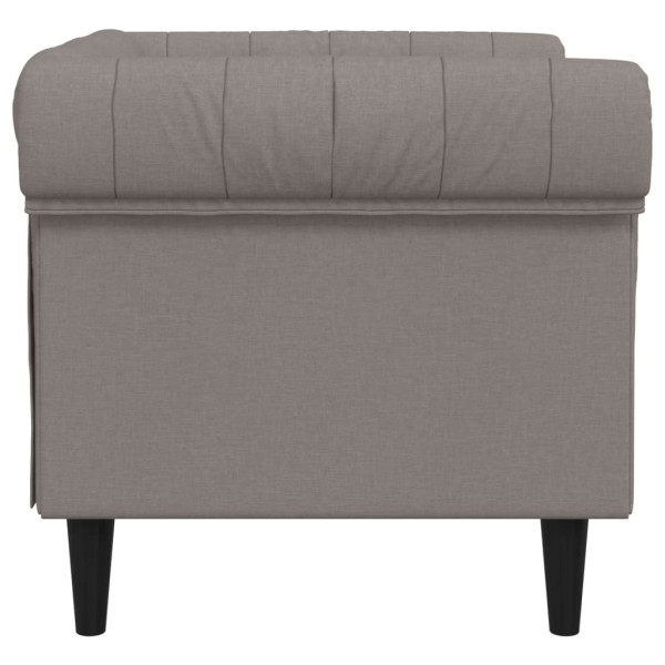 Sillón Chesterfield de tela gris taupé M 5