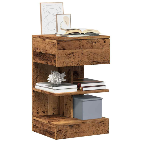 Mesitas de noche 2 uds madera ingeniería envejecida 40x35x65 cm D