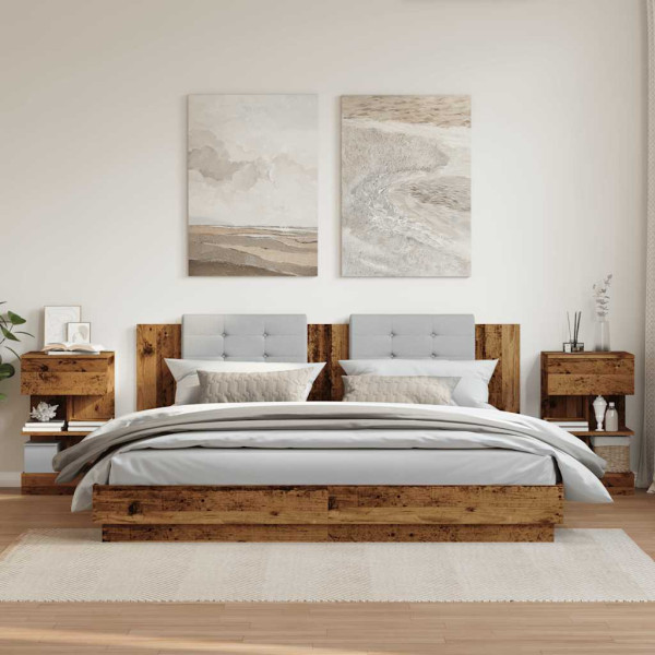 Mesitas de noche 2 uds madera ingeniería envejecida 40x35x65 cm M 3