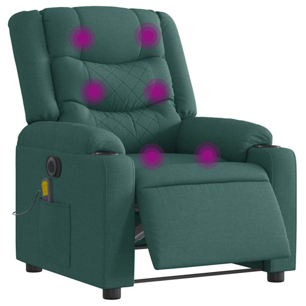 Sillón reclinable de masaje eléctrico tela verde oscuro D