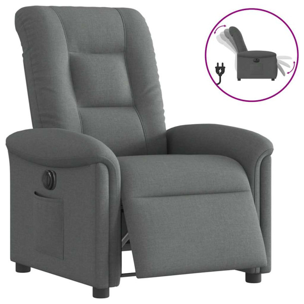Sillón reclinable eléctrico de tela gris oscuro D