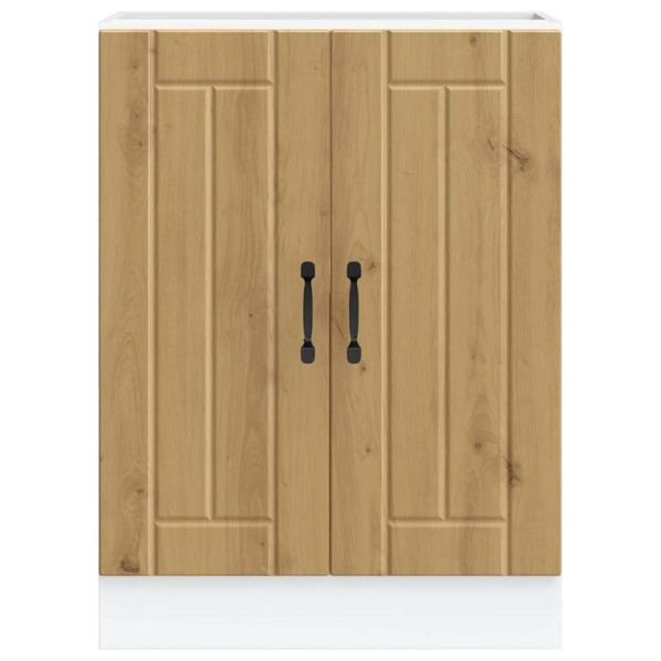 Mueble bajo para fregadero Lucca madera artesanal de roble M 4