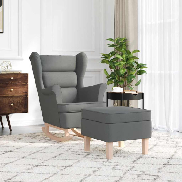 Sillón mecedora con taburete tela gris oscuro M 3