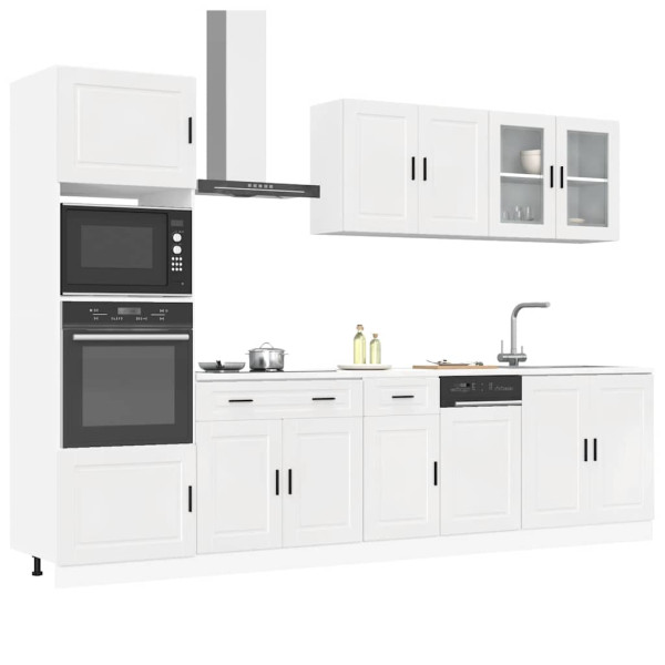 7 peças armário de cozinha conjunto Kalmar branco brilhante D