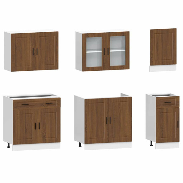 Mueble cocina Kalmar roble marrón 7 pzas madera contrachapada M 4