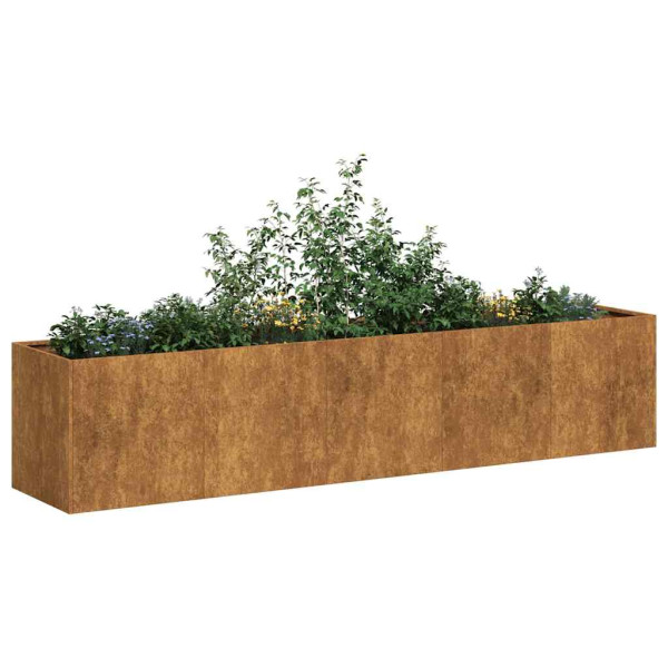 Jardinera oxidada 200x40x40 cm acero corten D
