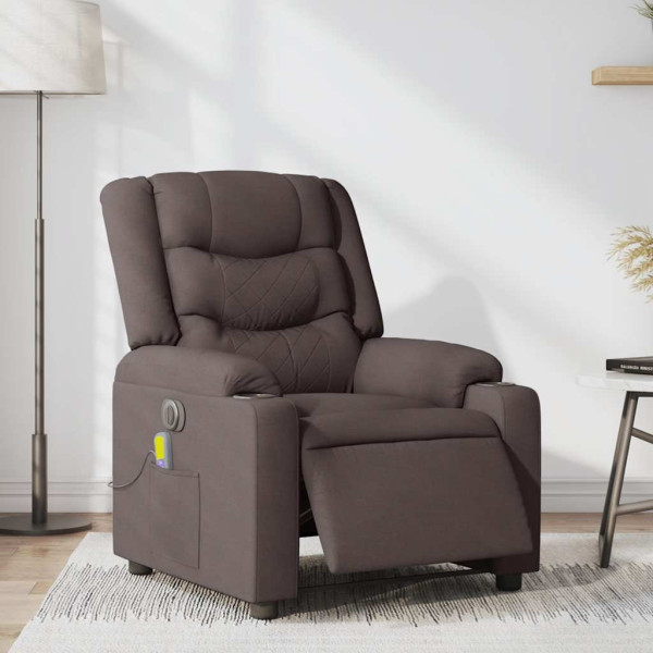 Sillón reclinable de masaje eléctrico tela marrón oscuro M 3