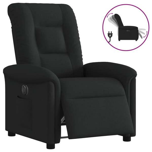 Sillón reclinable eléctrico de tela negro D