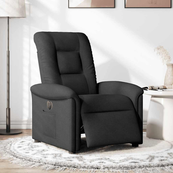 Sillón reclinable eléctrico de tela negro M 2