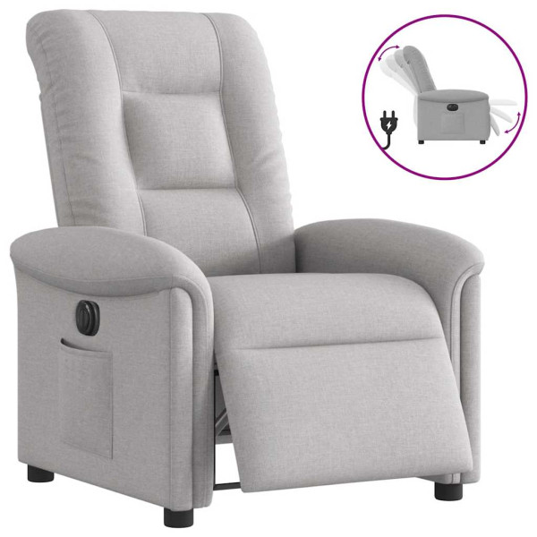 Sillón reclinable eléctrico de tela gris nube D