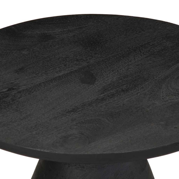 Mesa auxiliar madera maciza de mango negra Ø50x40 cm M 5