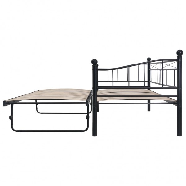 Estrutura de cama em aço 180x200/90x200 cm preto M 4