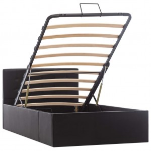 Cama canapé hidráulica cuero sintético negro 100x200 cm H