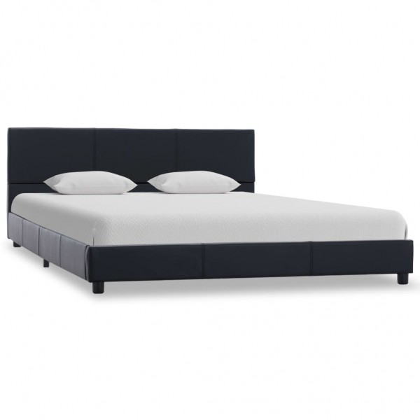 Cama canapé hidráulica cuero sintético negro 120x200 cm D