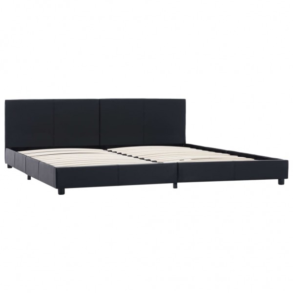 Cama canapé hidráulica de cuero sintético negro 160x200 cm M 2