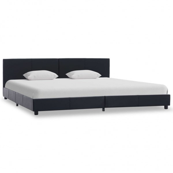 Cama canapé hidráulica cuero sintético negro 180x200 cm D