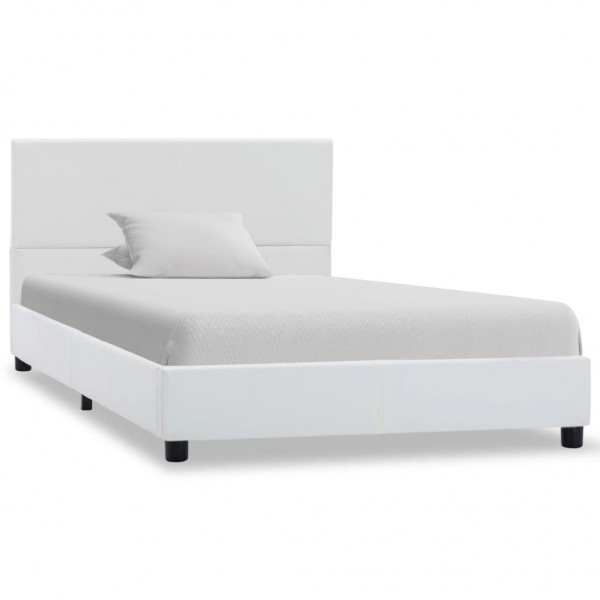 Cama canapé hidráulica cuero sintético blanco 100x200 cm D