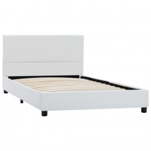 Cama canapé hidráulica cuero sintético blanco 100x200 cm H