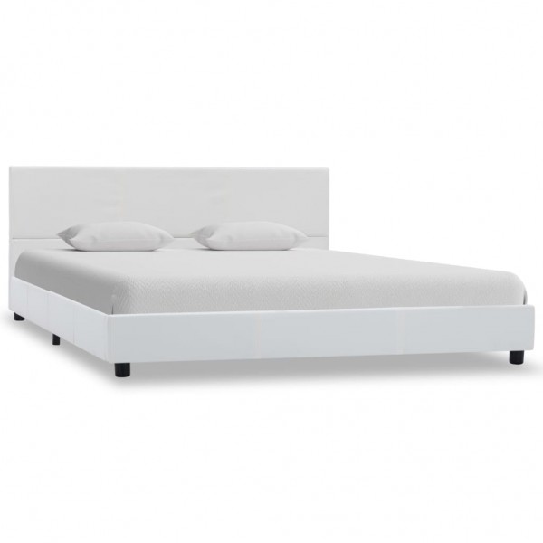 Cama canapé hidráulica cuero sintético blanco 140x200 cm D