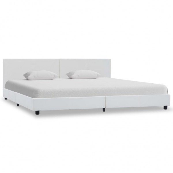 Cama canapé hidráulica cuero sintético blanco 160x200 cm D