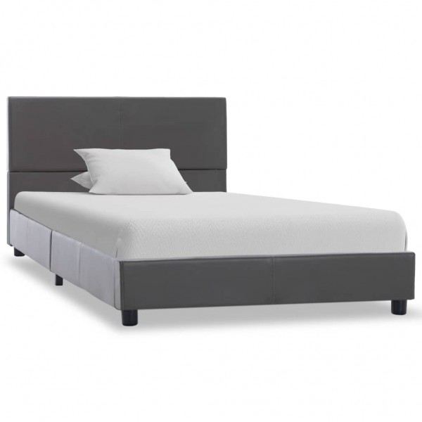 Cama canapé hidráulica cuero sintético gris 100x200 cm D