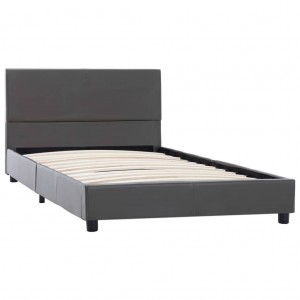 Cama hidráulica c/ arrumação 100x200cm couro artificial cinza H