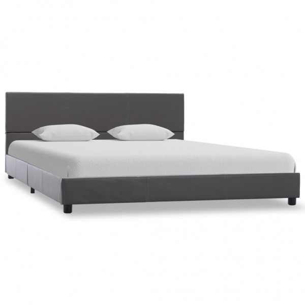 Cama canapé hidráulica cuero sintético gris 140x200 cm D