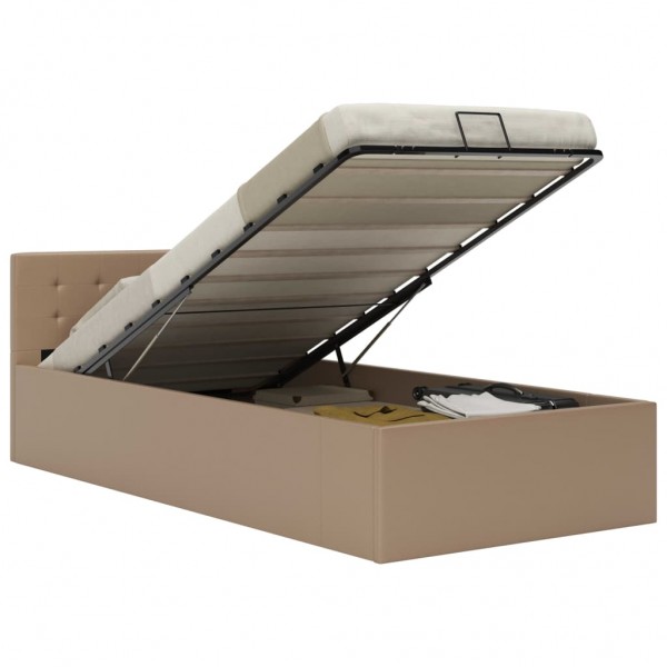 Cama canapé hidráulica cuero sintético capuchino 90x200 cm D