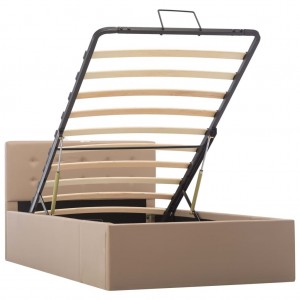 Cama canapé hidráulica cuero sintético capuchino 90x200 cm H