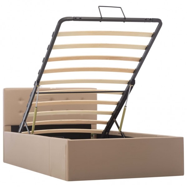 Cama canapé hidráulica cuero sintético capuchino 90x200 cm M 2