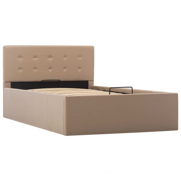 Cama canapé hidráulica cuero sintético capuchino 90x200 cm M 3