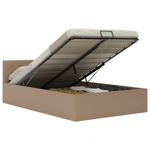 Cama canapé hidráulica cuero sintético capuchino 120x200 cm D