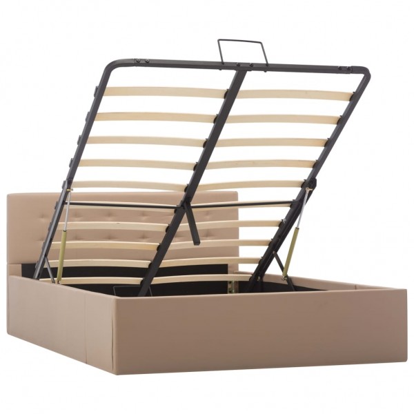 Cama canapé hidráulica cuero sintético capuchino 120x200 cm M 2