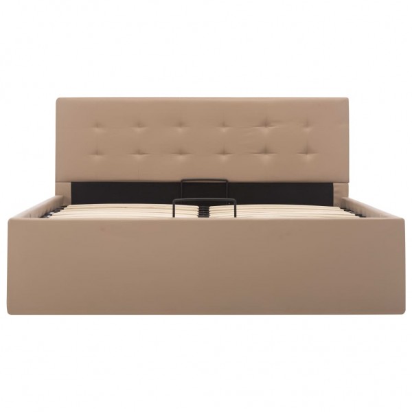 Cama canapé hidráulica cuero sintético capuchino 120x200 cm M 4