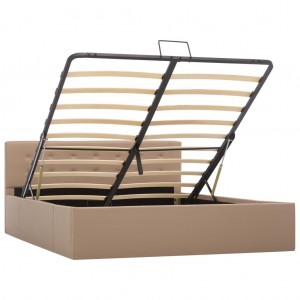 Cama canapé hidráulica cuero sintético capuchino 140x200 cm H