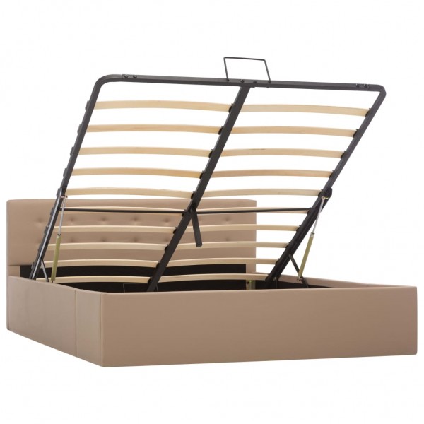 Cama canapé hidráulica cuero sintético capuchino 140x200 cm M 2