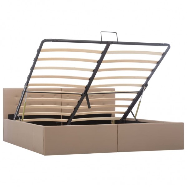 Cama canapé hidráulica cuero sintético capuchino 160x200 cm M 2