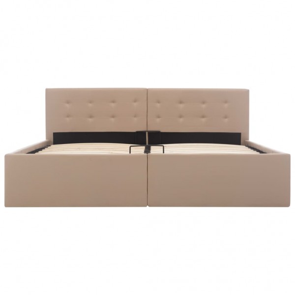 Cama canapé hidráulica cuero sintético capuchino 160x200 cm M 4