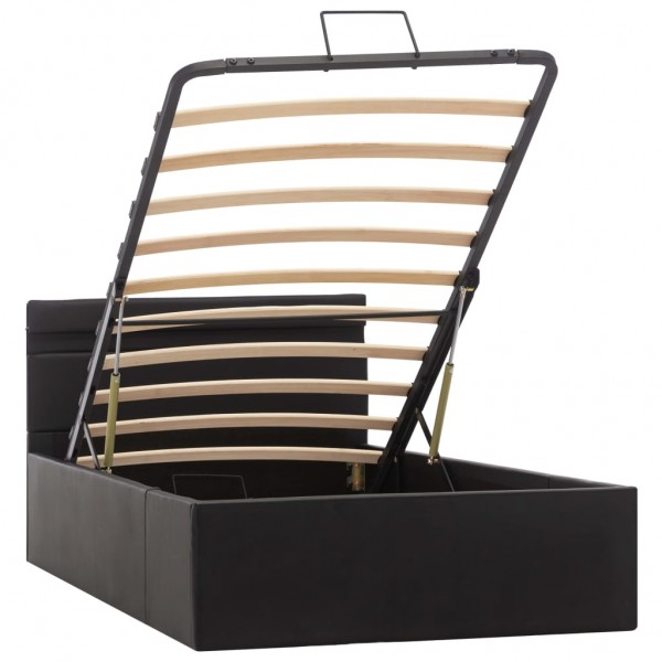 Cama canapé hidráulica con LED cuero sintético negro 90x200cm M 3