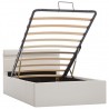 Cama canapé hidráulica con LED cuero sintético blanco 100x200cm 3