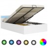 Cama canapé hidráulica con LED cuero sintético blanca 180x200cm 1
