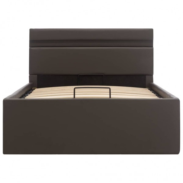 Cama canapé hidráulica con LED cuero sintético gris 90x200 cm M 5