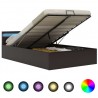Cama canapé hidráulica con LED cuero sintético gris 120x200 cm 1