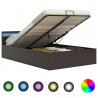 Cama canapé hidráulica con LED cuero sintético gris 160x200 cm 1