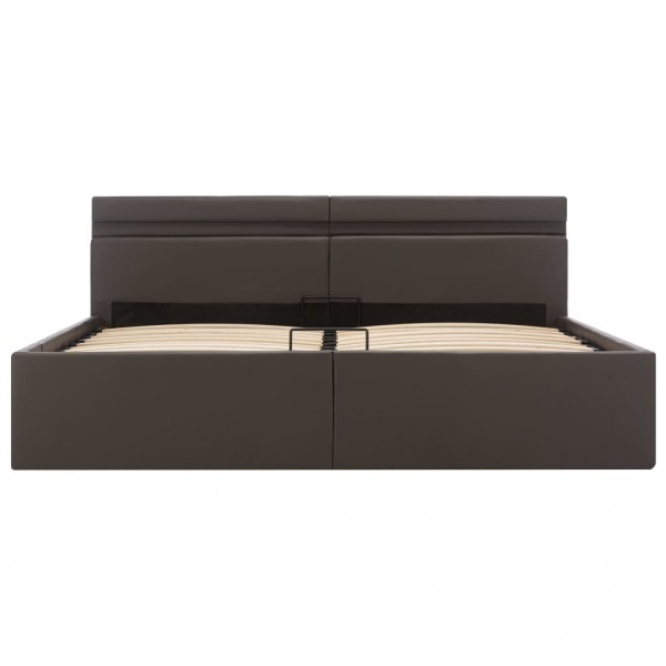 Cama canapé hidráulica con LED cuero sintético gris 160x200 cm M 5