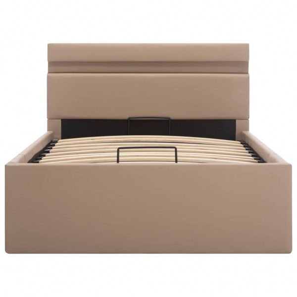 Cama canapé hidráulica LED cuero sintético capuchino 100x200 cm M 5