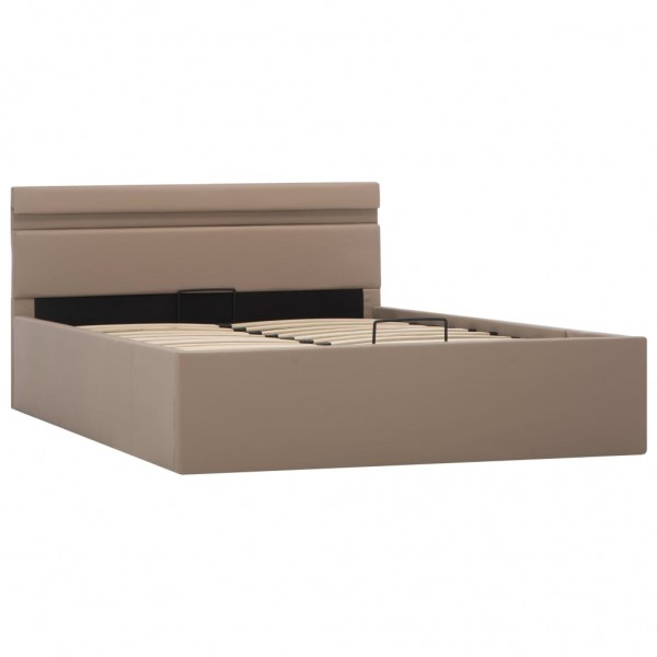 Cama canapé hidráulica LED cuero sintético capuchino 120x200 cm M 4